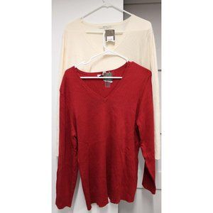 NWT PAIR OF MERONA LADIES WOMENS SWEATERS SIZE 24W/26W RED and CREAM